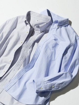 UNIQLO - рубашка оксфорд в полоску - 58 DARKGREEN