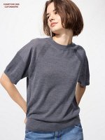 UNIQLO x Comptoir des Cotonniers - cвитер из мериносового шелка с коротким рукавом - 07 GRAY