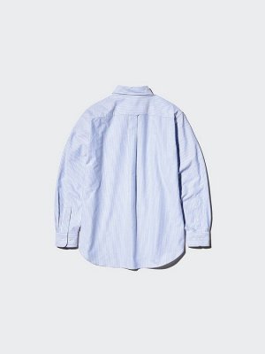 UNIQLO - рубашка оксфорд в полоску - 58 DARKGREEN