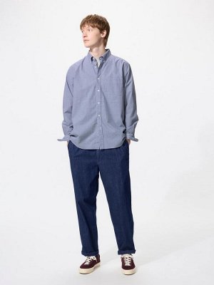 UNIQLO - рубашка из тонкого хлопка в клетку - 31 BEIGE
