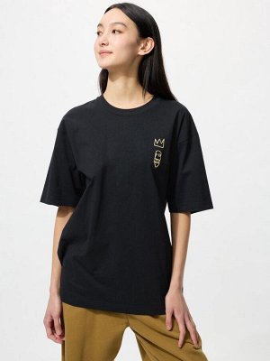 UNIQLO UT - футболка с принтом от Жан-Мишель Баския и свободным кроем - 09 BLACK