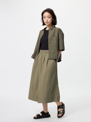 UNIQLO - нейлоновые кюлоты с эффектом юбки, укороченная длина - 56 OLIVE