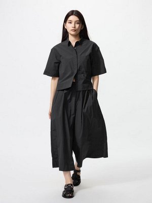 UNIQLO - нейлоновые кюлоты с эффектом юбки и технологией DRY - 09 BLACK