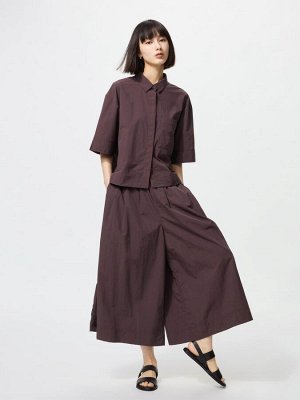 UNIQLO - нейлоновые кюлоты с эффектом юбки и технологией DRY - 38 DARKBROWN