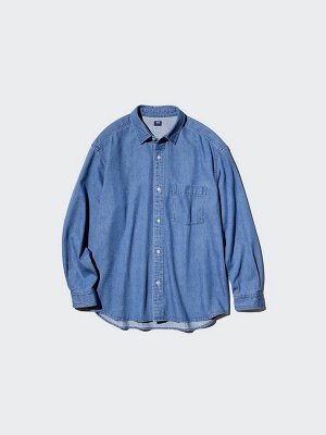 UNIQLO - джинсовая рубашка свободного силуэта - 65 BLUE