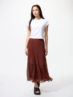 UNIQLO - однотонная шифоновая юбка с плиссировкой - 01 OFFWHITE