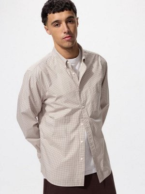 UNIQLO - рубашка из тонкого хлопка в клетку - 31 BEIGE