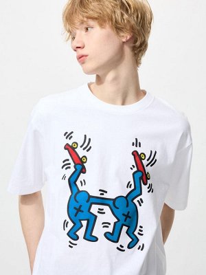 UNIQLO UT - футболка с принтом от Кита Херинга и свободным кроем - 00 WHITE
