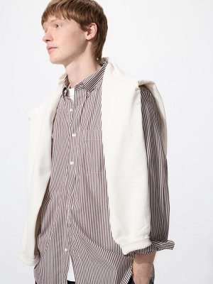 UNIQLO - базовая хлопковая рубашка в мелкую полоску - 19 WINE