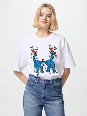 UNIQLO UT - футболка с принтом от Кита Херинга и свободным кроем - 00 WHITE