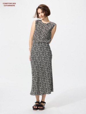 UNIQLO x Comptoir des Cotonniers - легкая миди-юбка из льна - 01 OFFWHITE
