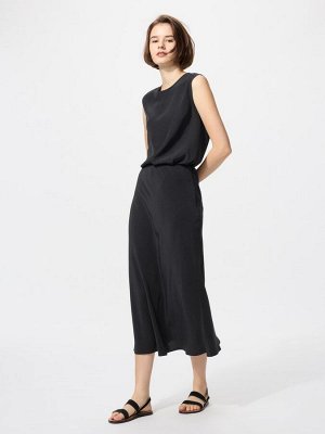 UNIQLO x Comptoir des Cotonniers - легкая миди-юбка из льна - 09 BLACK