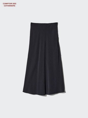 UNIQLO x Comptoir des Cotonniers - легкая миди-юбка из льна - 09 BLACK