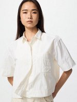 UNIQLO - укороченная нейлоновая рубашка с коротким рукавом - 01 OFFWHITE