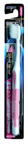 "EBISU" Зубная щетка (с утонченными кончиками и прорезиненной ручкой. Мяг