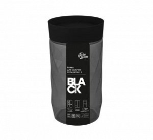"BLACK" Банка для сыпучих продуктов круг. 1л, 9,5х9,5х17,8см,цв.черный