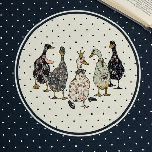 Круглая скатерть "Family Farm" 150 см, синий, 100% хлопок, твил с водоотталкивающей пропиткой, 1 шт.