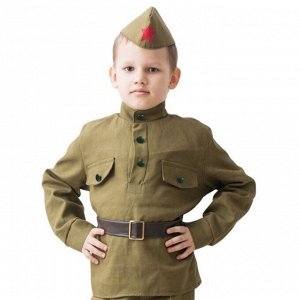 Костюм военного "Солдат", гимнастёрка, ремень, пилотка, 3-5 лет, рост 104-116 см