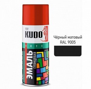 Аэрозольная краска эмаль KUDO универсальная черная матовая RAL 9005, 520 мл