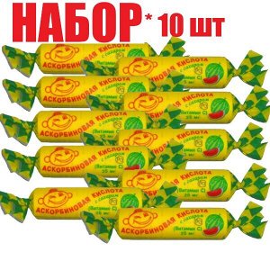 Аскорбиновая к-та с сах. со вкус. арбуза таб. 25мг №10 (скрутка) БАД (отпуск 10шт)	Аскопром ООО