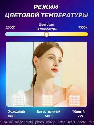 Портативный видеосвет для съемки, RGB лампа для фото и видео