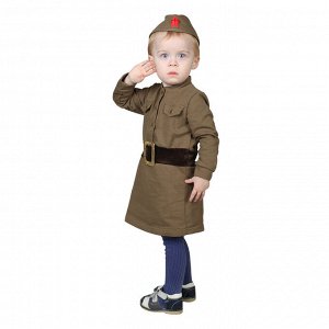 Костюм военного для девочки: платье, пилотка, трикотаж, хлопок 100%, рост 98 см, 1,5-3 года, цвета МИКС