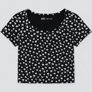 Укороченная футболка черная UNIQLO x PAUL & JOE