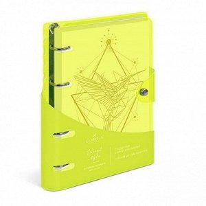 Тетрадь на кольцах А5 120 листов в клетку LOREX "NEON. YELLOW", со сменным блоком, пластиковая обложка, с наклейками