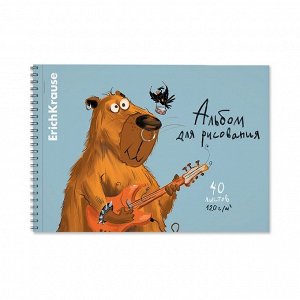 Альбом для рисования А4, 40 листов, блок 120 г/м?, на спирали, Erich Krause "Happy Capy", 100% белизна, перфорация на отрыв, твердая подложка