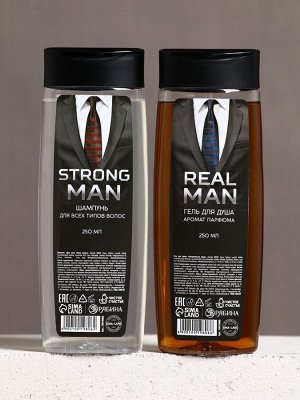 Подарочный набор REAL STRONG MAN, гель для душа и шампунь для волос, 2x200 мл, HARD LINE