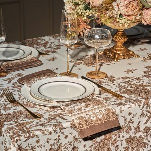 Скатерть ROYAL GARDEN 140x180 см, белая, 100% хлопок, твил с водоотталкивающей пропиткой, 1 шт.