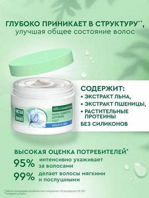Чистая линия Маска сыворотка для укрепления и прикорневого объема волос увлажняющая с экстрактами льна и пшеницы, 400 мл