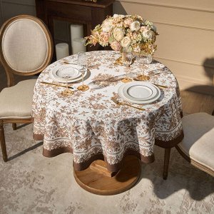 Круглая скатерть "Royal Garden" 150 см, белая, 100% хлопок, твил с пропиткой, 1 шт.