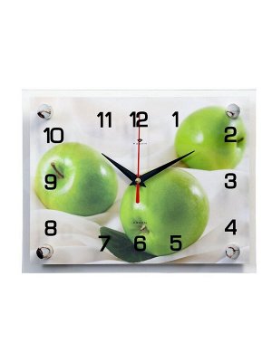 Часы настенные: Кухня, «Яблоки», бесшумные, 20x26 см