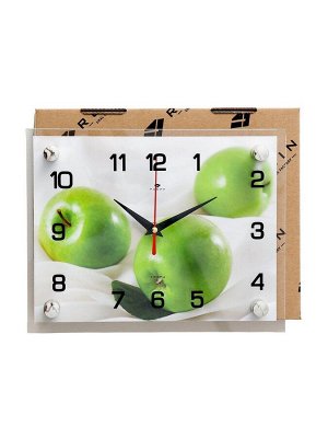 Часы настенные: Кухня, «Яблоки», бесшумные, 20x26 см