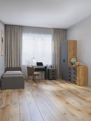 Комод для хранения «Клик Мебель», 5 выдвижных ящиков, 900x480x800 мм, цвет дуб вотан/тёмно - серый
