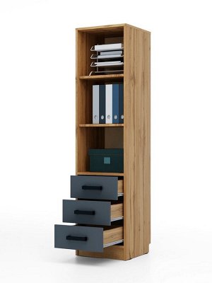 Шкаф - пенал «Клик мебель», с полками, с ящиками, 400x400x1600 мм, цвет дуб вотан/тёмно - серый
