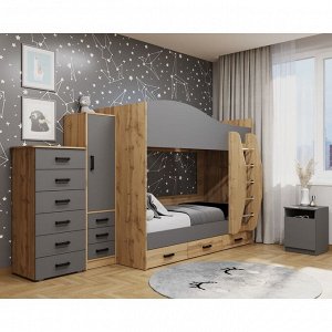 Шкаф - пенал «Клик мебель», с полками, с ящиками, 400x400x1600 мм, цвет дуб вотан/тёмно - серый