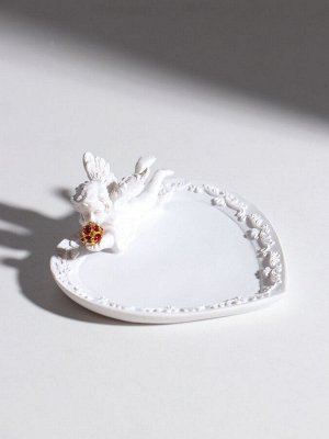 Подставка для колец, мелочей «Белоснежный ангел с красным шаром», подсвечник, 3x8.6x8.2 см, МИКС