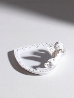 Подставка для колец, мелочей «Белоснежный ангел с красным шаром», подсвечник, 3x8.6x8.2 см, МИКС