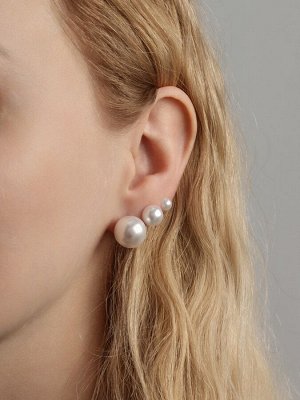 Серьги пусеты 18 пар «Рэйчел» бусина d=5-12 мм, молочно-белые