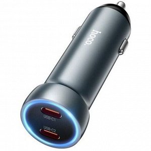 Автомобильное зарядное устройство Hoco Z54B, 2 USB-C, PD60W