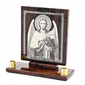 Икона из обсидиана "Архангел Гавриил" 2-е свечи 90*35*95мм