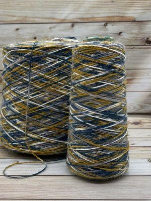 Пряжа для вязания 100 гр, Calzetteria носочная пряжа 75% меринос 25% полиамид 400м/100г 14 Синий-горчица