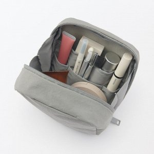 MUJI Wrinkle Nylon Wide-Open Square Pouch – квадратный органайзер из жатого нейлона с широким раскрытием