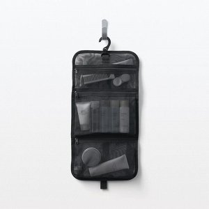 MUJI Nylon Mesh Hanging Toiletry Case Black – подвесной чехол для туалетных принадлежностей из нейлоновой сетки, чёрный