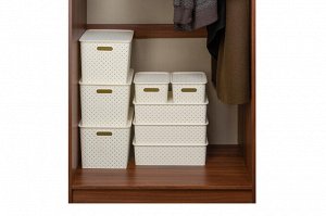 Корзинка для хранения 7,5 л, 35x24,5x10,5 см, цвет слоновая кость "Береста"