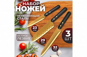 Набор кухонных ножей с пластиковыми ручками (3 шт.)