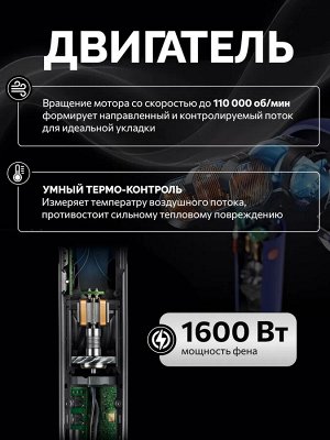 Профессиональный фен 4в1 для волос с ионизацией, 4 насадки