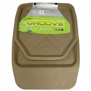 Коврики а/м Автопрофи GROOVE, 100% резина,(ванночка) термо 5; 4 пр, бежевый 1/6 TER-150 BE